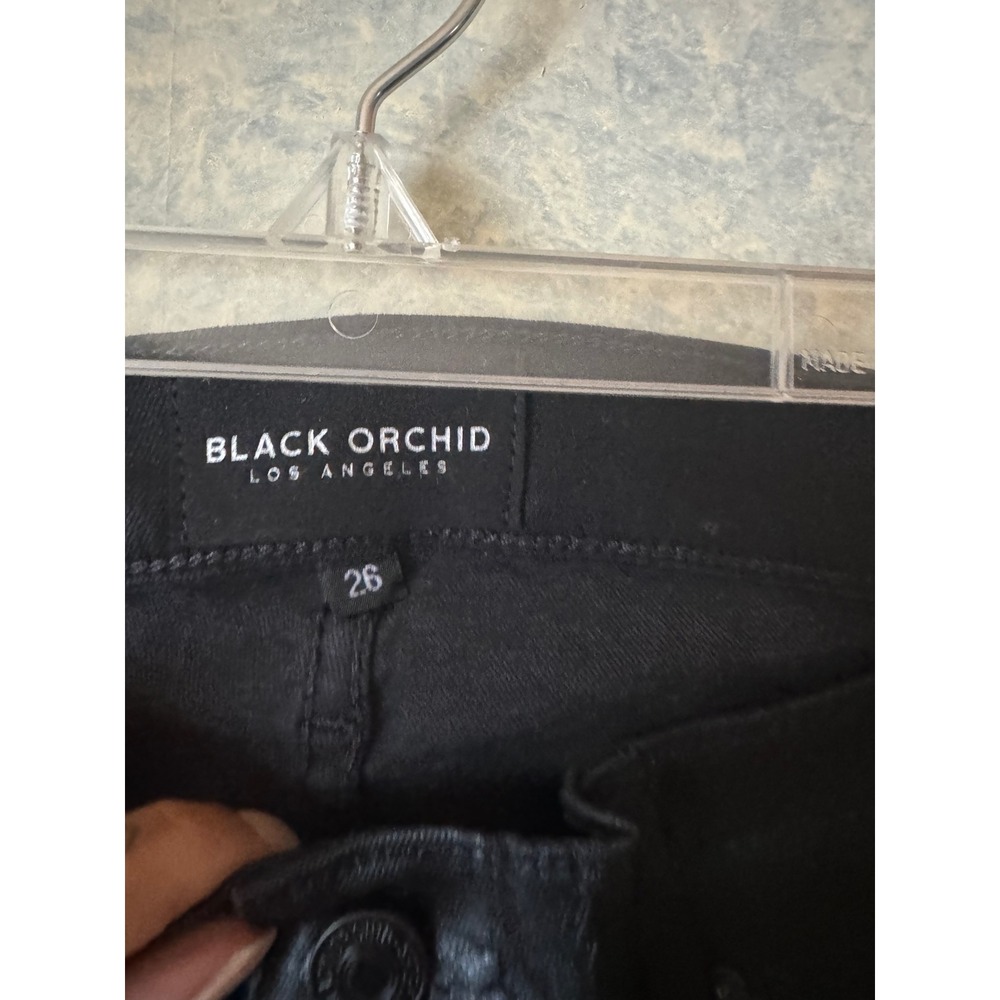 Black Orchid Women's Black Noah Ankle Fray Coated Skinny Denim Jeans Size 26 - Picture 4 of 5